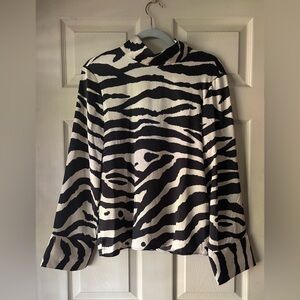 Zebra Print Long Sleeve Blouse